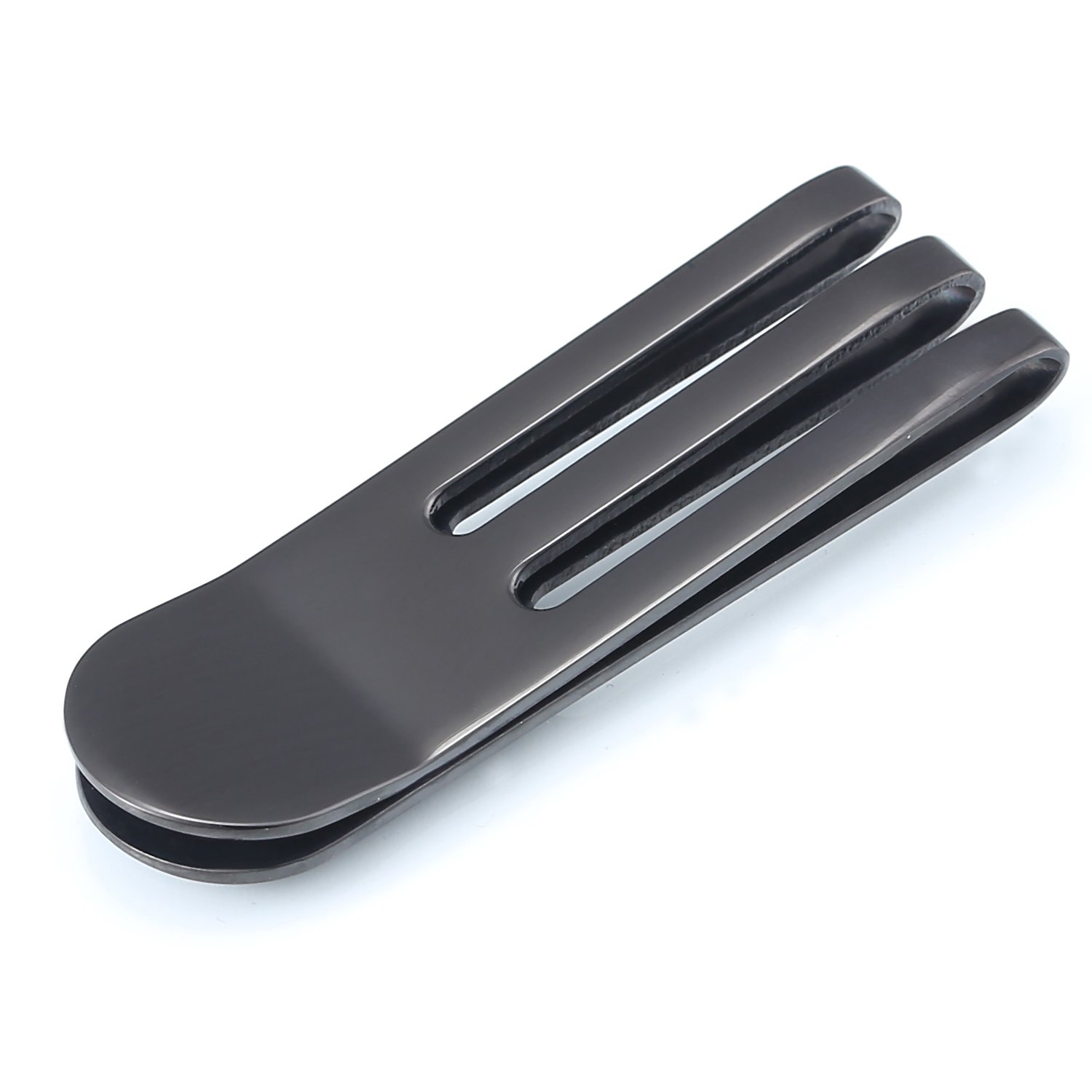 DonDon Men's Money Clip Stainless Steel Black Lines