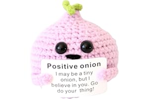 qyqkfly Mini Cute Funny Positive Life Potato Creative Knitted Cute Onion holding Card Crotchet Birthday Christmas Gift Party Decor (purple)
