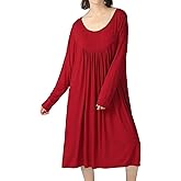 Lu's Chic Women's Plus Size Nightgown Long Sleeve Cotton Sleepwear Pajama Night Dress