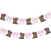 Boot or Bows Banner 2PCS Boots Or Bows Gender Reveal Party Decorations, Cowgirl Birthday Party Supplies Cowboy Gender Reveal Banner for Western Baby Shower Decor