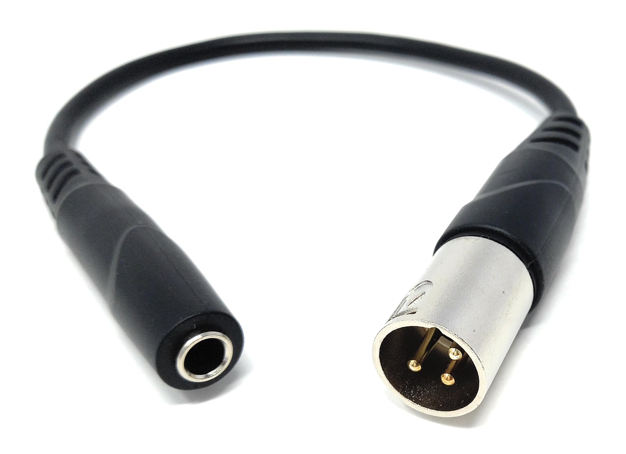 DRUT 30cm 3-Pin XLR Male to 6.35mm 1/4" Stereo Jack Socket Cable, Soft, Flexible, Gold Plated, for Audio, DJ, Live Events, Music Instruments 1ft