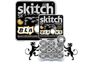 SKITCH Precision Fast Spin Bearings Set | 8 Pack 608 2RS ABEC 9 Chrome Steel Deep Groove Ball Bearing Set for Skateboards, Lo