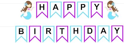 Amazon Com Mermaid Happy Birthday Banner Happy Birthday Banner