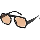 FEISEDY Retro Square Aviator Sunglasses Women Men 70s Vintage Trendy Plastic Frame Sun Glasses B4158