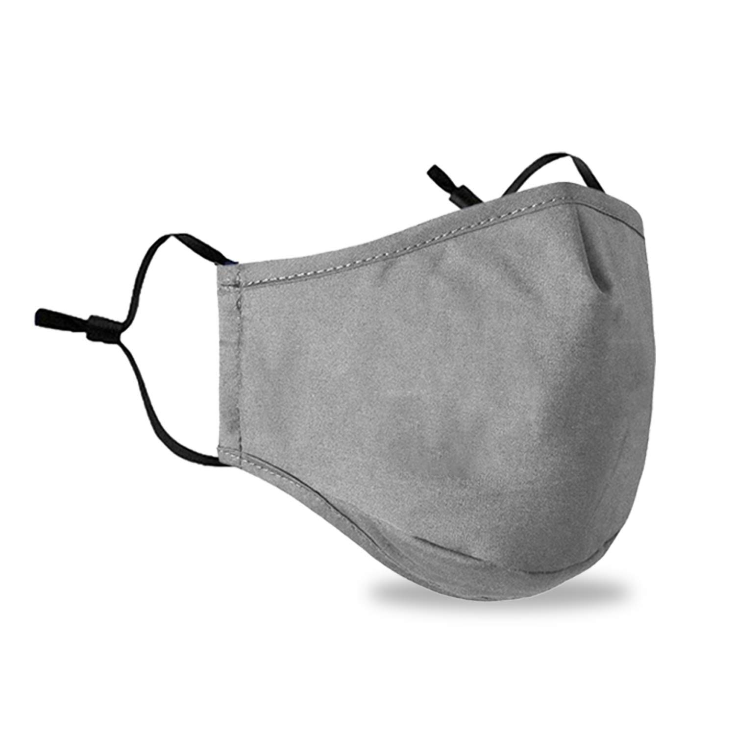 WedDecor Breathable Cotton Face Mask, Machine Washable, Reusable Safety Masks, Comfortable & Stretchable Drawstring Elastic, Face Covering, Without Filter, Grey - 3pcs