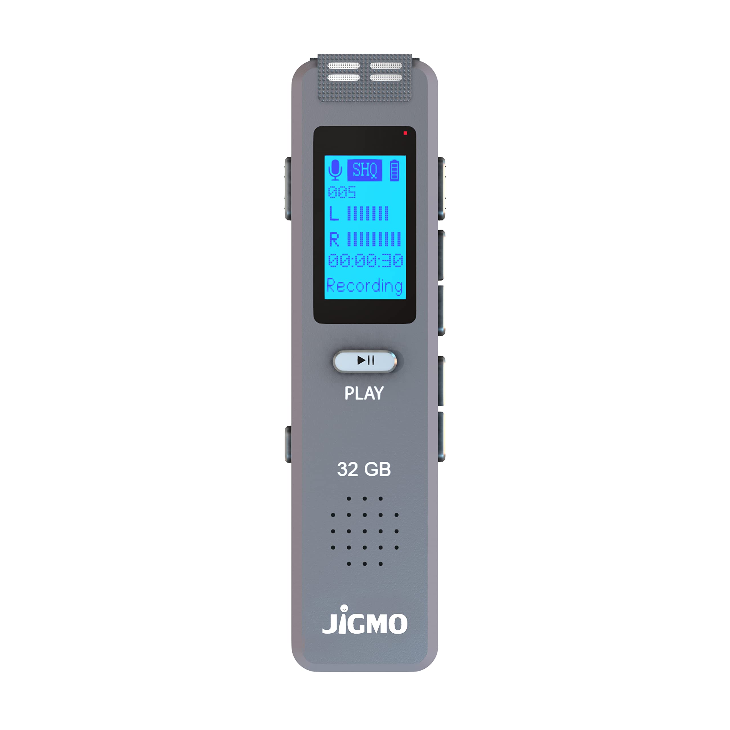 32GB Dictaphone Voice Recorder with 180 Hour Battery - Expandable to 64GB - MP3 Player - Recording Microphone for Lectures - JiGMO (JVR32-32G)