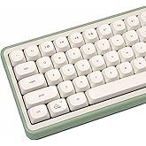 MOA Profile Cute Cat Keycaps, 124keys PBT Keycaps Set, Minimalist White Keyboard Caps, Custom Dye Sublimation Key Caps for 61