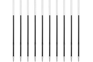 MengRan 3.85'' Ballpoint Ink Pen Refills for Click Pens, 1 mm Medium Point Tip, (Refills-Black ink-10Pcs)