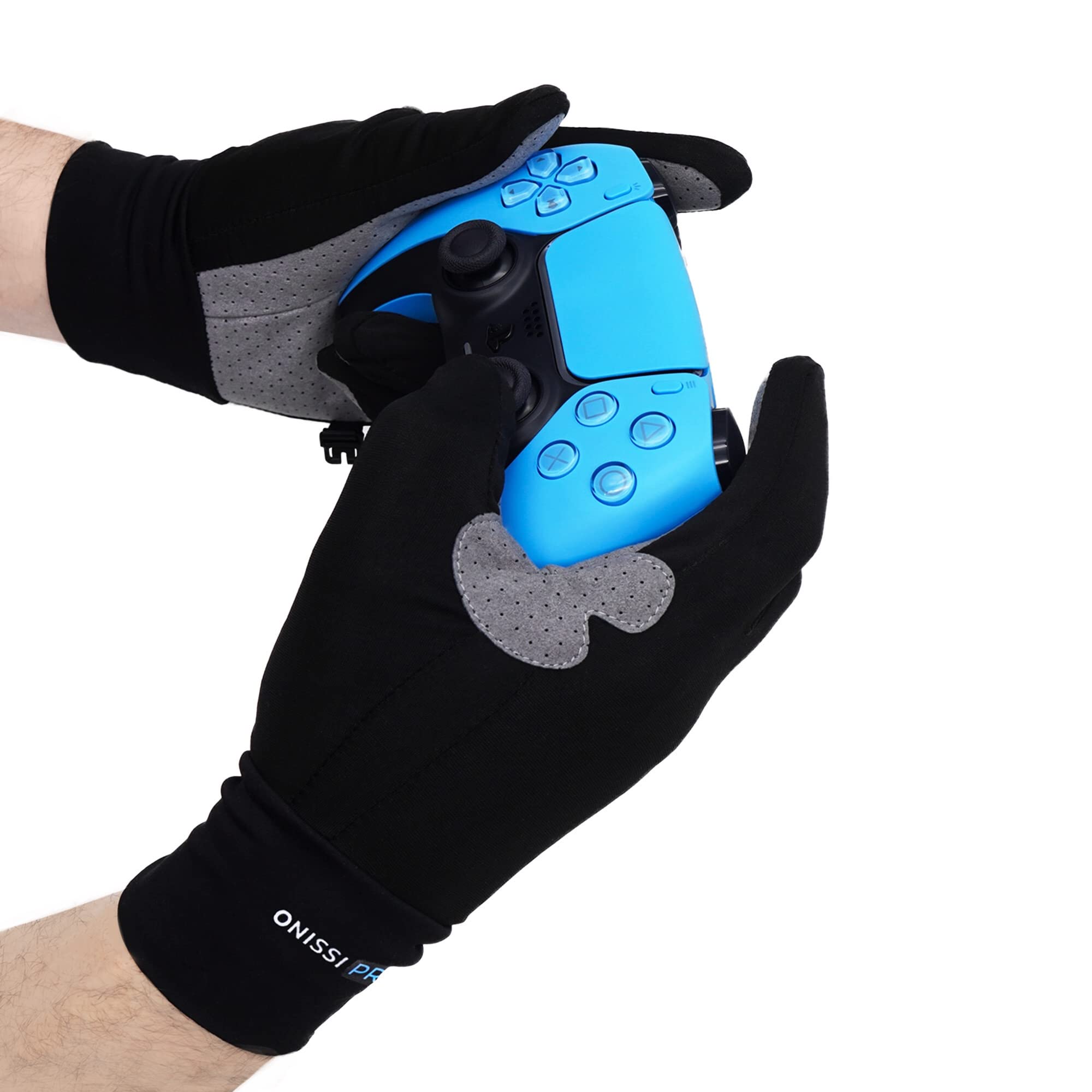 Photo 1 of ONISSI Pro Gaming Gloves for Sweaty Hands | Sim Racing Gloves | Full Finger Gamer Grip for PS4/ PS5/Xbox/PC/VR/Sim Racer