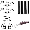 DJMANMENGG Anime Sukuna Tattoo Stickers Jjk Keychain Ring Temporary Tattoos Cosplay Prop (stickers+keychain)