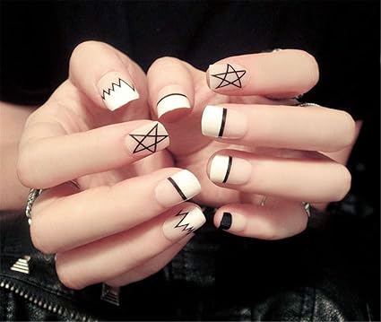 Amazon Com Juzen 48pcs French Acrylic Fake Artificial Nails