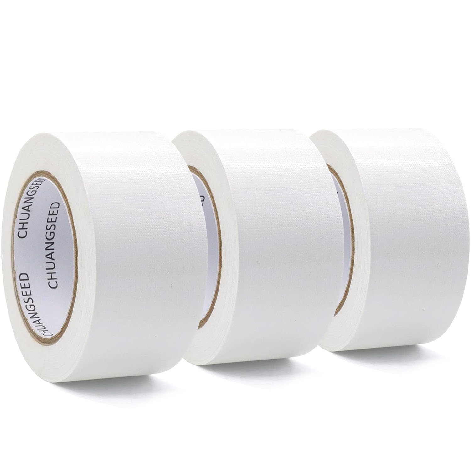CHUANGSEED 3 Pack white Waterproof Duct Tape 50mm x 27.4m Heavy Duty Strong Gaffer Tape for Repairs, DIY, Crafts, Bundling,and Moving Boxes, Indoor/Outdoor Use (White)