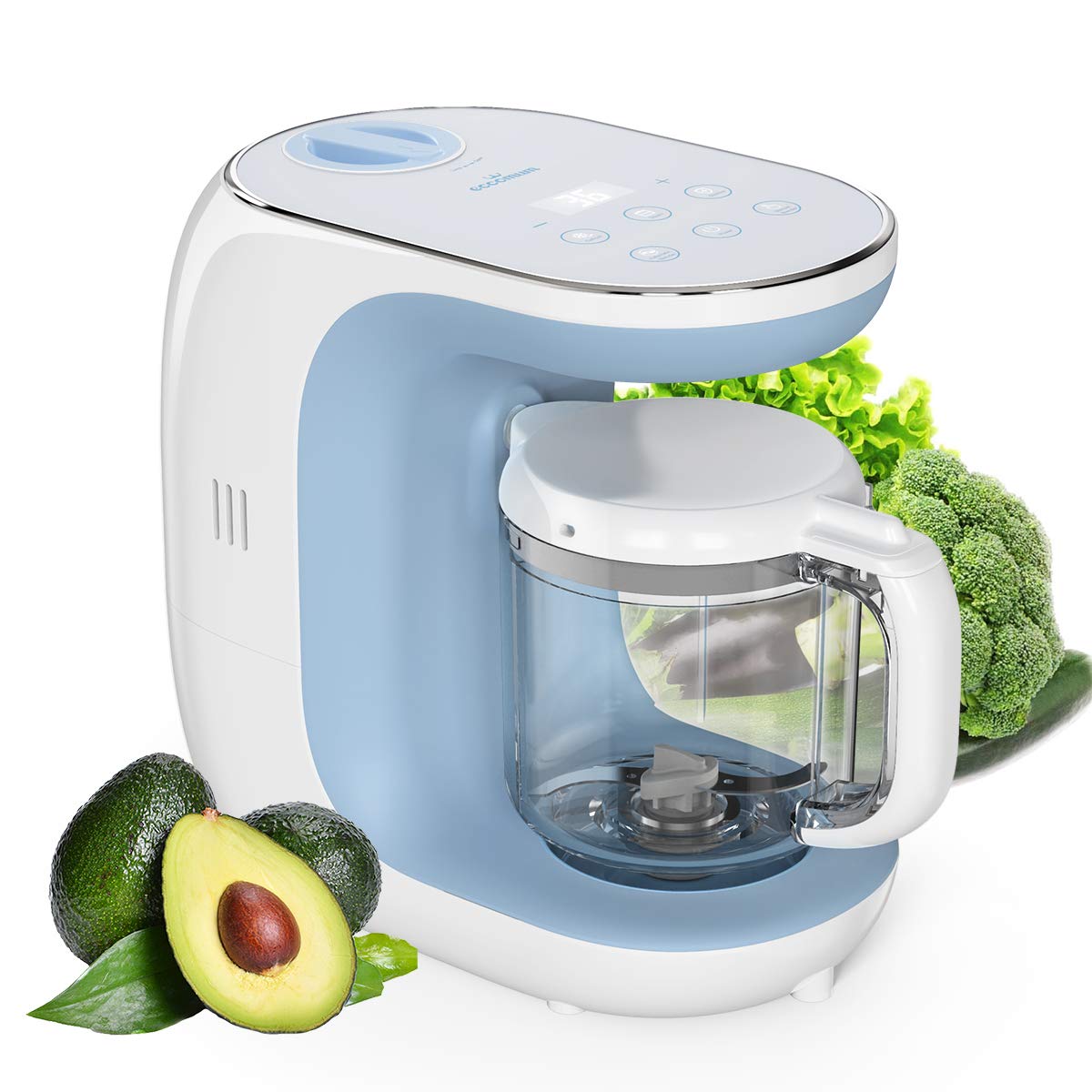 Multifunktions-Babynahrungszubereiter Eccomum Babykostwärmer Baby Dampfgarer Mixen Aufwärmen 360 rotierende Dampfheizung und Auftaufunktion