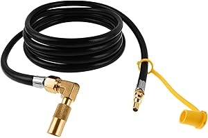 bbq777 Propane Elbow Adapter Fitting with Extension Hose 12Ft RV Quick-Connect Kit for Blackstone 17"/22" Griddle, Royal Gourmet, Pit Boss, Portable Fire Pit