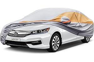 Molebt Multilayers Sedan Car Cover Waterproof All Weather for Automobiles, Heavy Duty Outdoor Full Exterior Covers Zipper Cotton, A3-Fit Toyota Corolla, Honda Civic/Insight, Hyundai Elantra Cruze etc