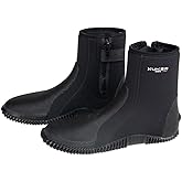 XUKER Neoprene Diving Boots, 5mm 3mm Water Shoes Wetsuit Booties Men Women with Anti-Slip Rubber Sole Side Zipper