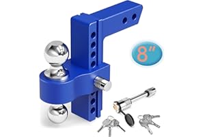 Adjustable Trailer Hitch, NenNicht Aluminum 8 Inch Drop Hitch Fits 2" Receiver (12,500 LBS) GTW, 2" & 2-5/16" Chrome Plated Steel Balls, Tow Hitch Ball Mount 2 Anti-Theft Locking Pins