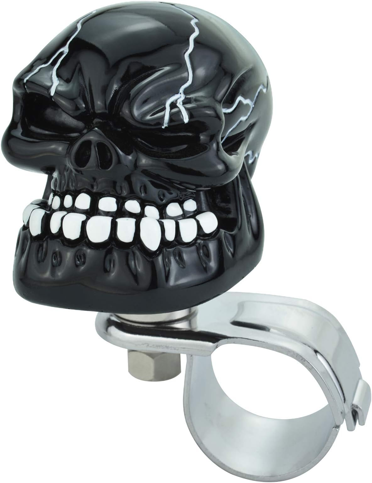 Lunsom Skull Steering Wheel Spinner Bone Shape Suicide Knob Quality Power Handle Control Grip Booster Car Turning Helper Fit Most Vehicle (Black)