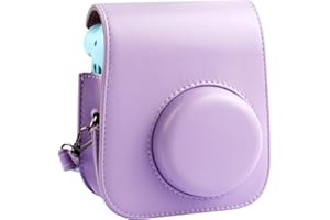 SAIKA Protective & Portable Case Compatible with Fujifilm for Instax Mini 12/11 Instant Camera with Accessories Pocket and Adjustable Strap (Lilac Purple)