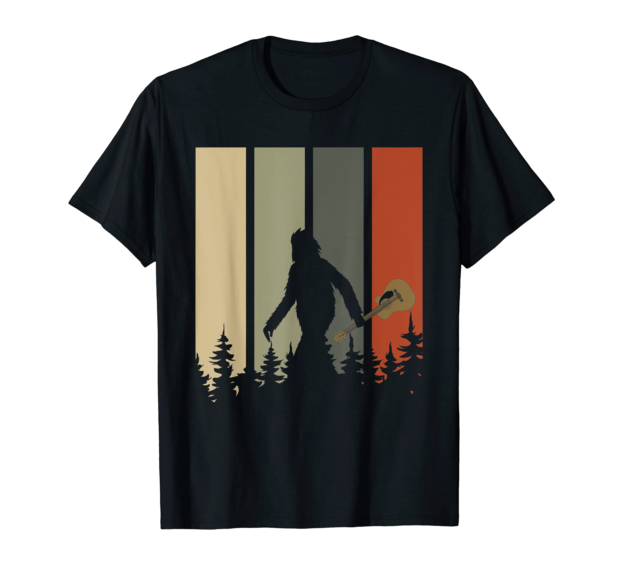 Retro Guitarist Bigfoot Guitar Player Music Funny Guitar T-Shirt