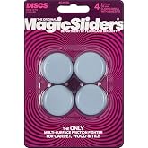 MAGIC SLIDERS 4038 Series 1.5" Reusable Furniture Sliders | Heavy-Duty Self-Adhesive Floor Protectors for Carpets &amp; Hard Floors | Non-Skid Pads for Chairs, Tables, and Furniture (Pack of 4, Grey)