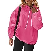 Fisoew Womens Casual Oversized Hoodies Loose Fit Long Sleeve Drawstring Pullover Hooded Sweatshirts 2025 Fall Winter Outfits