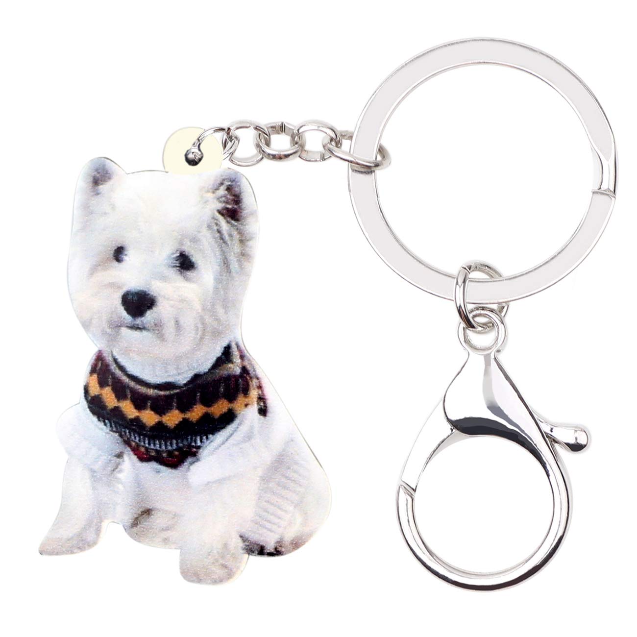 NEWEI Acrylic Western Highland Terrier Keychain Keyrings for Women Girls Cute Dog Keyfobs Gifs (Western Highland Terrier)