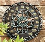 14" Medallion Outdoor Thermometer Wall Hanging Outside Patio Porch Wall Decor