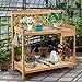 Giantex Potting Bench Garden Potting Benches Outdoor Planting and Gardening Work Station Solid Wood Construction Potting Table with Side Drawer and Rack Shelves 44