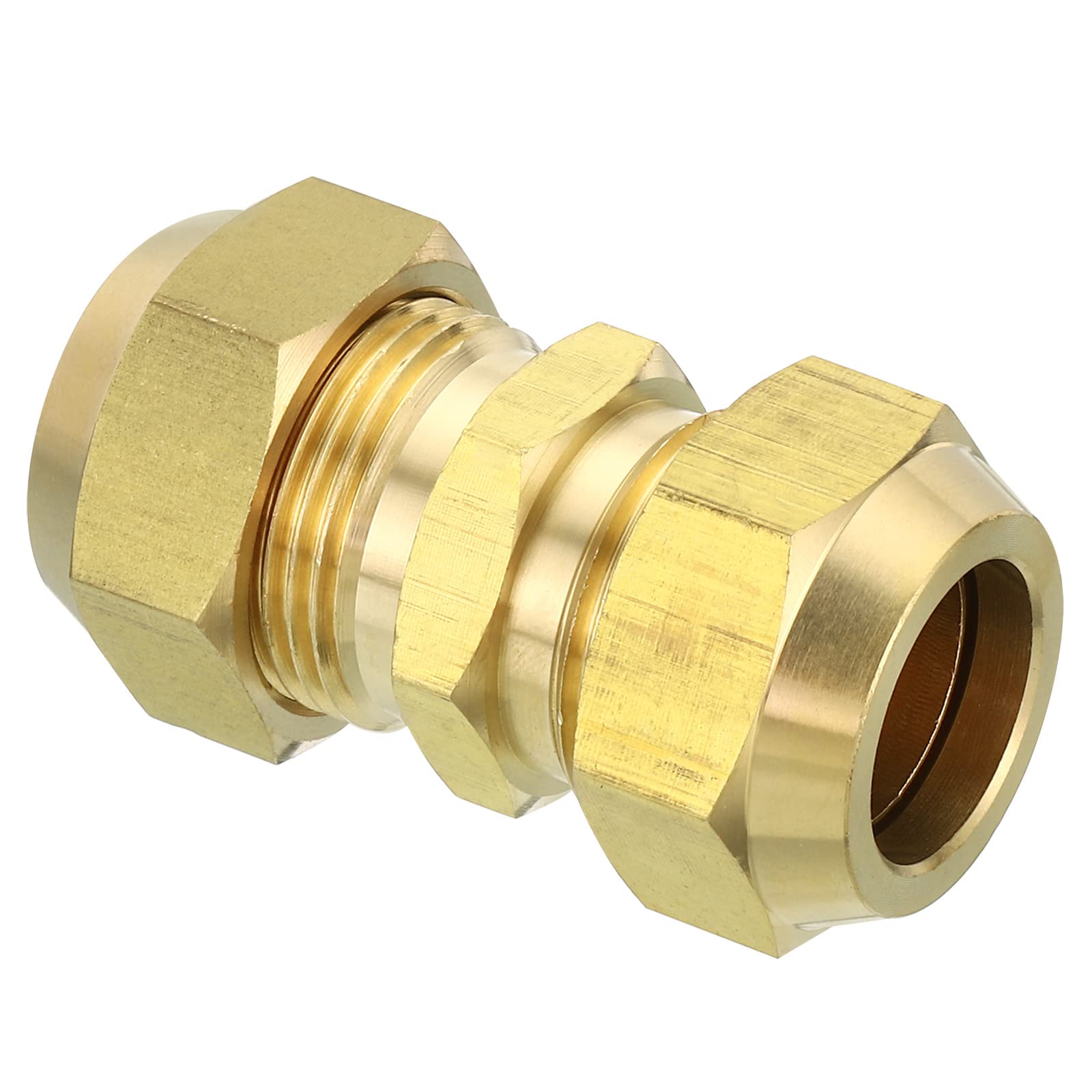 Photo 1 of PATIKIL 3/4" OD Brass Flare Union Connector, 1 Set Air Conditioning Copper Double Pipe Extension Joint Connectors Pipe Hose Fitting with Nut, 1.85 x 1.06inch