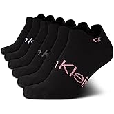 Calvin Klein Womens No Show Socks - 6 Pack Lightweight Cotton Blend Cushioned Low Cut Tab Ankle Socks for Sneakers & Loafers, Size 4-10, Black