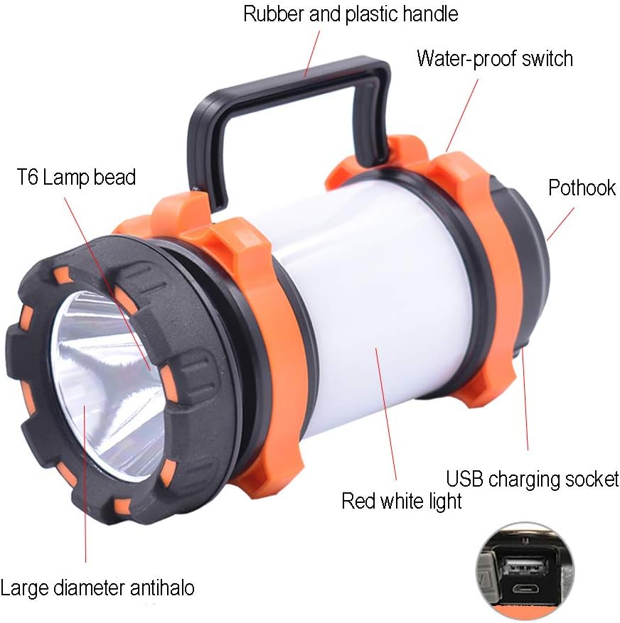 AlpsWolf Rechargeable Camping Lantern Flashlight, 800 Lumens, 6 Lighting Modes, 4000mAh PowerCore, IPX4 Waterproof, Portable for Emergency, Perfect for Searching, Camping, Hiking, Outdoor Activities: Sports & Outdoors