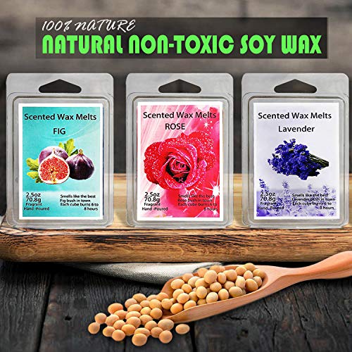 YIH Set of 8 Assorted Wax Cubes/Melts/Tarts - 2.5 oz Each.Lemon, Fig, Lavender, Spring Fresh,Rose ,Jasmine,Vanilla,Bergamot. Ideal Gift