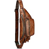 Genuine Leather Fanny Packs for Women and Men Waist Bag Vintage Hip Bum Bag Over Shoulder Crossbody Sling Bag (Multicolor)