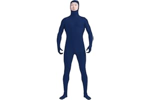 Ensnovo Mens Open Face Spandex Full Body Zentai Suit Costume