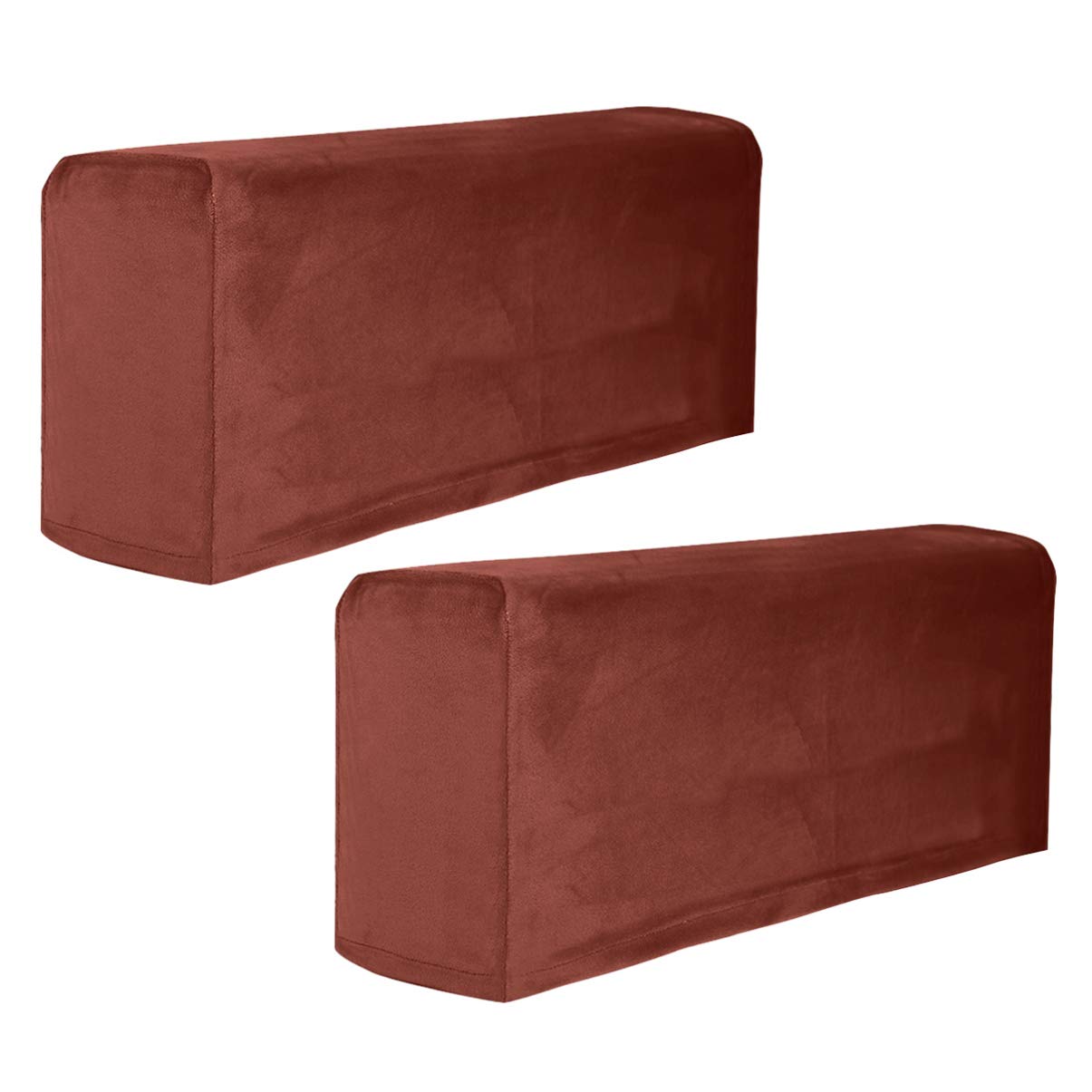 VOSAREA 2pcs Stretch Fabric Armrest Covers Anti-Slip Furniture Protector Armchair Slipcovers for Recliners Sofas Chairs (Coffee)