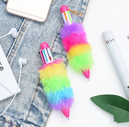 4 Pack Novelty Multicolor Ballpoint Pen, Magnoloran Retractable Roller Ballpoint Pens Multifunction 6 In 1 Shuttle Pens, 6 Colors Highlighters Marker Pens Colorful Stationery Creative School Supplies