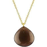 TGH Natural Heart Crystal Pendant Necklace for Women - Healing Gemstone Jewelry - 20mm Heart Stone - 16+2 Inch Gold Plated Adjustable Chain