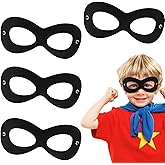 Bindvoew 4PCS Black Felt Superhero Masks, Adjustable Elastic Rope Half Eye Mask for Adults & Kids