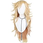 Soyusunny Cosplay Wig Demon Slayer Costume Halloween Wigs for Women Men (Blonde)