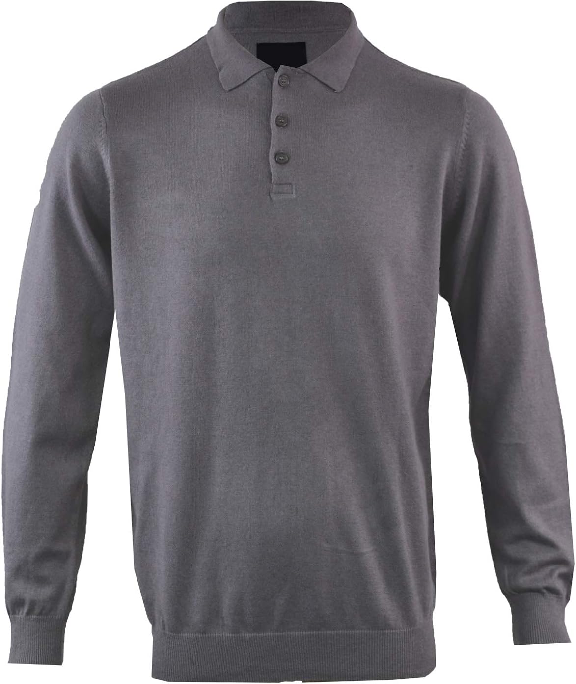 C/U Mens Knitted Cotton Cashmere Mix Long Sleeve Plain Polo Button Down
