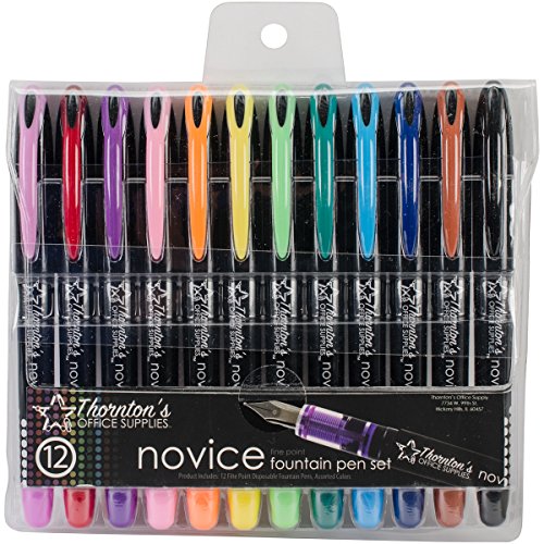 Thornton's Art Supply Disposable Fine Fountain Pens, Pack of 12 (TOS-DFPAST12F)