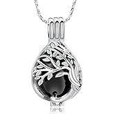Imrsanl Teardrop Tree of Life Urn Necklace for Ashes for Women Men Cremation Jewelry Memorial Locket Pendant Necklace Hollow Keepsake Urn for Human Ashes