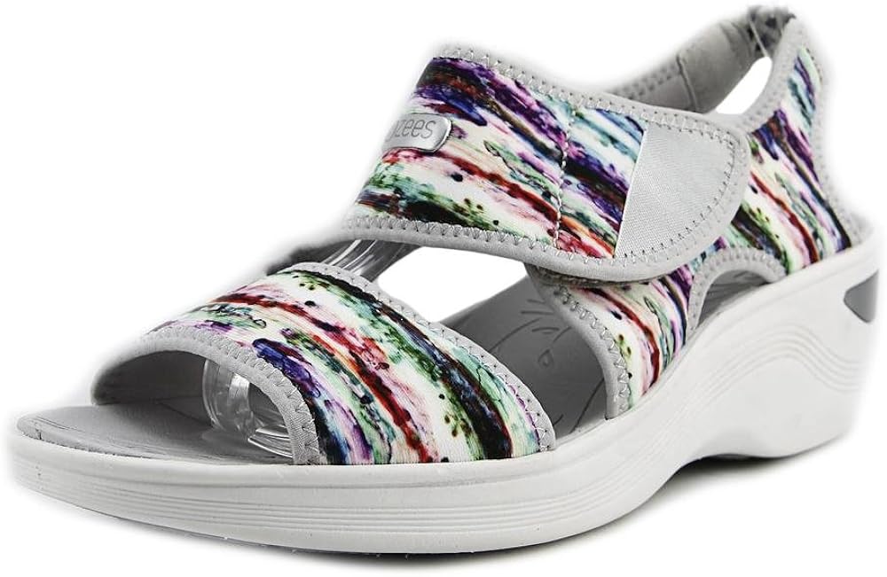 Amazon.com | BZees Women's, Aloha Mid Heel Sandals Multi Fabric 8 M | Shoes