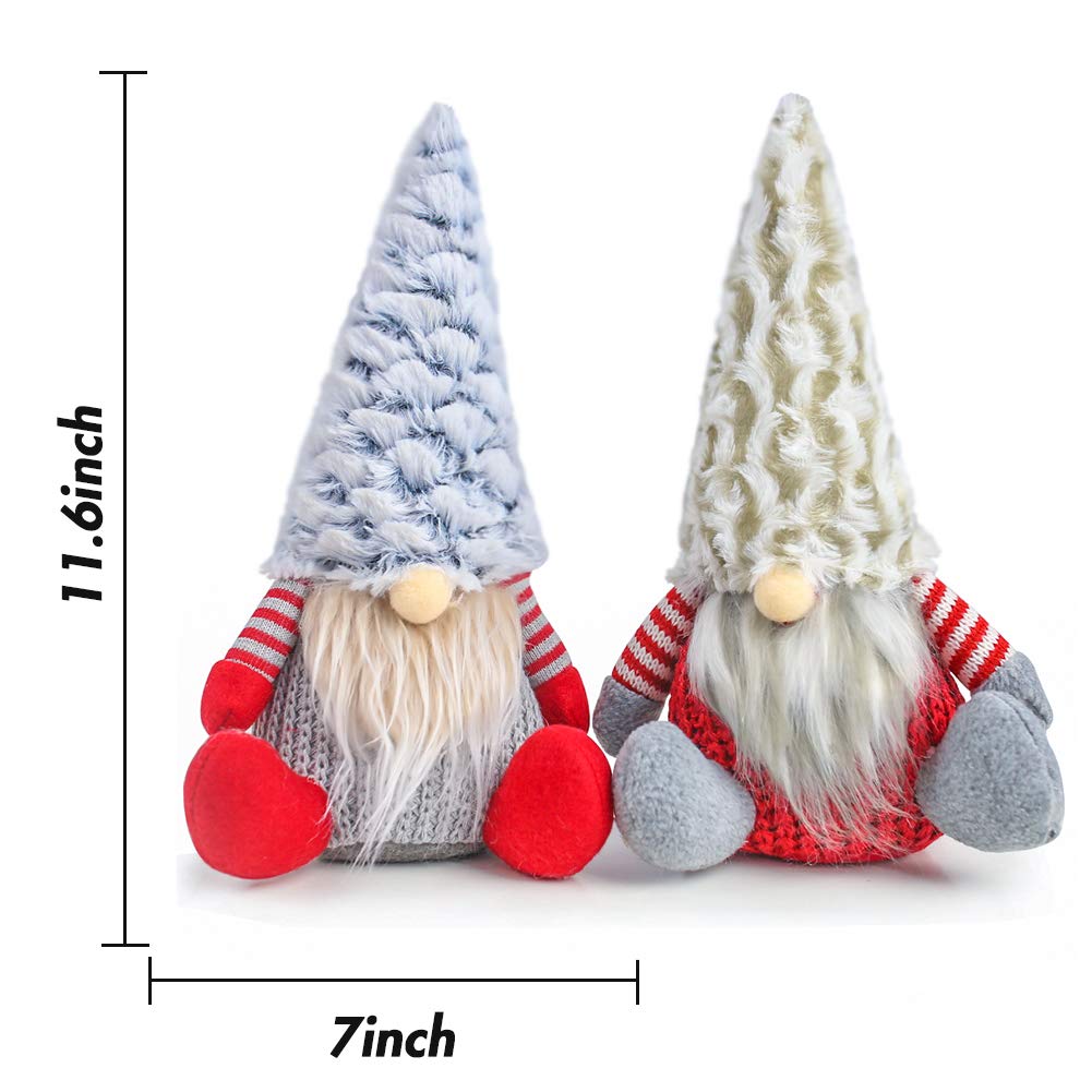 FuturePlusX Swedish Santa Gnome Plush, 2PCS Handmade Scandinavian Tomte Santa Scandinavian Gnome Plush for Christmas Santa Decoration Table Decor
