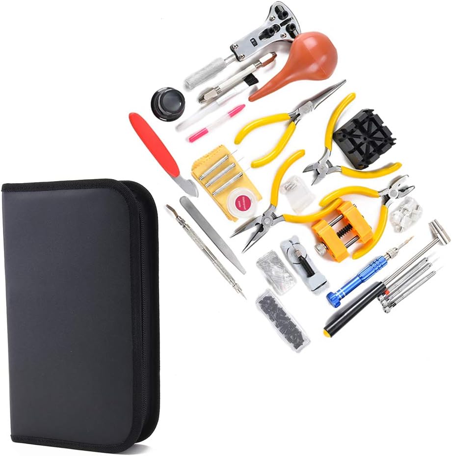 Professional Watch Repair Tool Kit - Watchmaker Tool Kit, Including Watch Back Case Holder Opener Link Remover Spring Bar Tool Set and More, Storaged in Carry Case (141pcs): Home Improvement