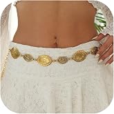 RINHOO Metal Waist Chain Belt for Women Cowgirl Chain Concho Belts | Belts for Dresses Jeans Country Concert Outfit, Adjustable Chain Design, Comfortable To Wear For Daily & Party