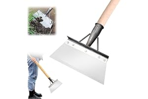 ATLODAS Multifunctional Cleaning Shovel, Square Garden Spade Shovel - Manganese Steel Flat Shovel Not Include Pole, 8-12" Heavy Duty Garden Tool for Digging, Lawn Edging, and Weed Removal - Silver (30CM)
