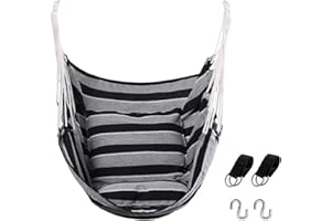 Goutime Hammock Chair, Boho Hanging Rope Ceiling Swing, Macrame Hanging Swinging Chair for Indoor,Outdoor,Bedroom,Outside,Garden,Balcony,Yard,Deck,Max 330 Lbs (Gray Stripe)