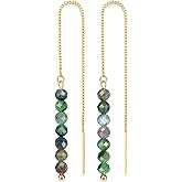 GEHECRST Chakra Crystal Earrings for Women Gold Plated Dangle Earrings Dainty Long Chain Gemstone Earrings Christmas Gifts